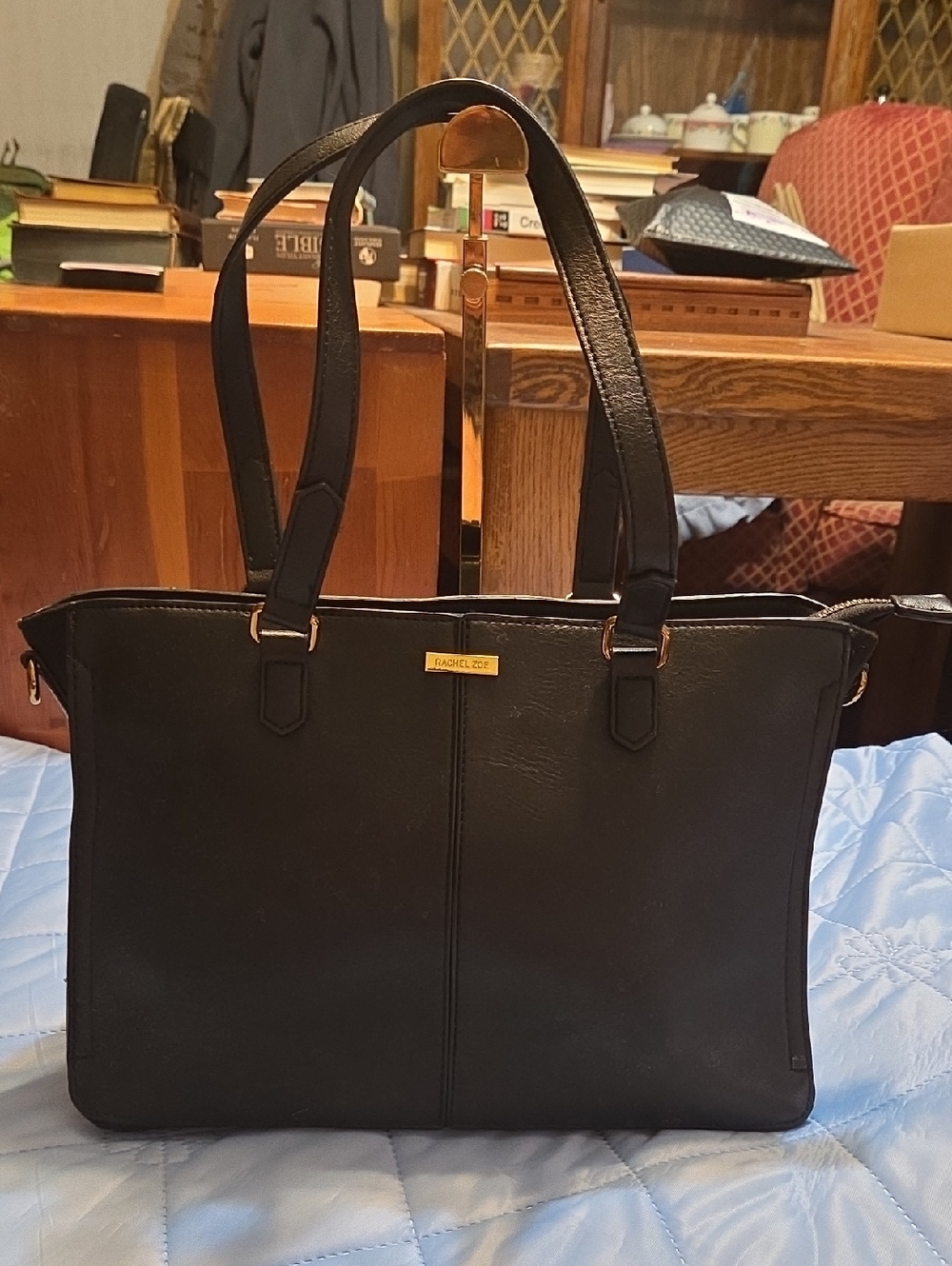 Rachel Zoe Vegan Leather & Suede Black Tote. $100 Retail GUC.